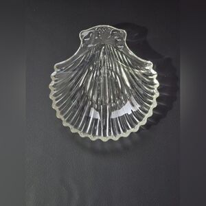 Vintage Glass Scallop Sea Shell Dish with Fruit Design - Candy & S